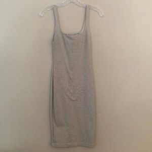 Zara body con midi dress black and white striped
